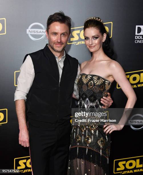 Chris Hardwick and Lydia Hearst attend the premiere of Disney Pictures and Lucasfilm's "Solo: A Star Wars Story" at the El Capitan Theatre on May 10,...