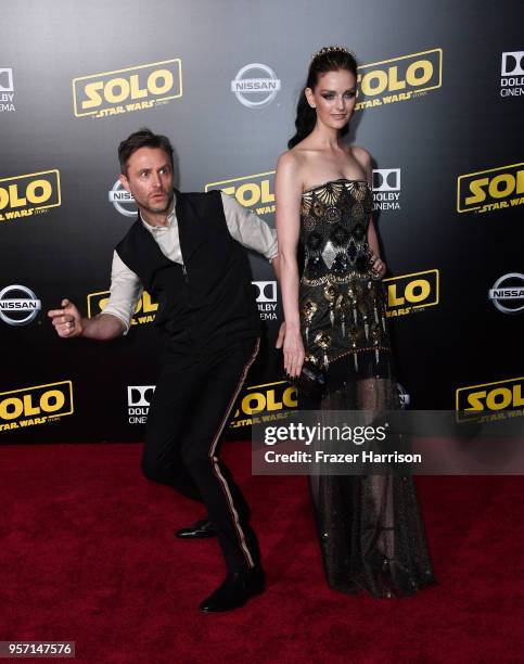 Chris Hardwick and Lydia Hearst attend the premiere of Disney Pictures and Lucasfilm's "Solo: A Star Wars Story" at the El Capitan Theatre on May 10,...