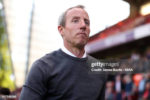 Lee Bowyer the head coach / manager of Charlton Athletic during the Sky Bet League One Play Off Semi Final:First Leg between Charlton Athletic and...