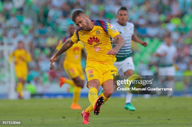 Jeremy Menez of America during the semifinals first leg match between Santos Laguna and America as part of the Torneo Clausura 2018 Liga MX at Corona...