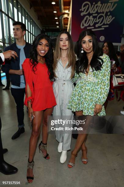 Actors Teala Dunn, Sierra Furtado and Eva Gutowski attend the premiere of AwesomenessTV and Hulu's new show "All Night" at Awesomeness HQ on May 10,...