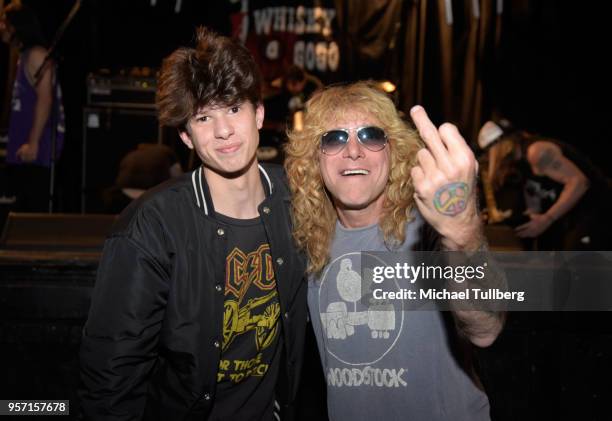 Drummers London Hudson and Steven Adler pose during a soundcheck at Whisky a Go Go on May 10, 2018 in West Hollywood, California.