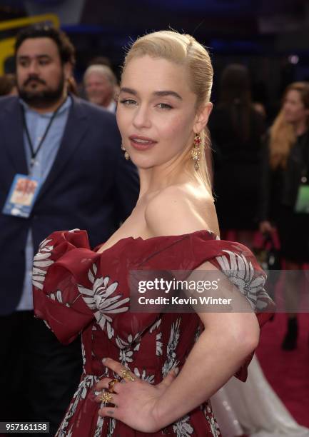 Emilia Clarke attends the premiere of Disney Pictures and Lucasfilm's "Solo: A Star Wars Story" at the El Capitan Theatre on May 10, 2018 in...