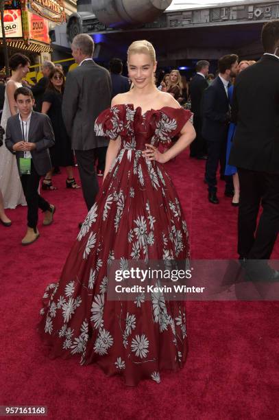 Emilia Clarke attends the premiere of Disney Pictures and Lucasfilm's "Solo: A Star Wars Story" at the El Capitan Theatre on May 10, 2018 in...