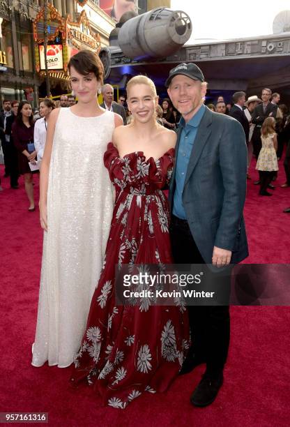 Phoebe Waller-Bridge, Emilia Clarke and Ron Howard attend the premiere of Disney Pictures and Lucasfilm's "Solo: A Star Wars Story" at the El Capitan...