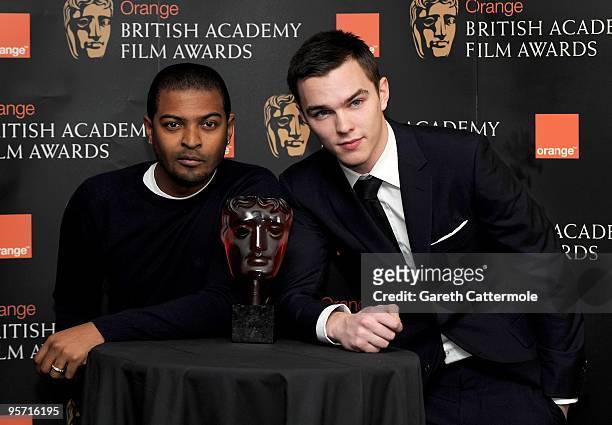 Noel Clarke and nominee Nicholas Holt pose during the BAFTA Orange Rising Star Award nomination announcement at BAFTA Headquarters on January 12,...