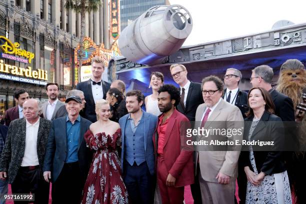 Cast and crew of "Solo: A Star Wars Story" attend the world premiere of Solo: A Star Wars Story in Hollywood on May 10, 2018.