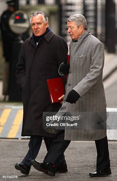 Home Secretary Alan Johnson and Peter Hain, the Welsh Secretary, arrive in Downing Street on January 12, 2009 in London, England. The Home Secretary...