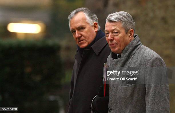 Home Secretary Alan Johnson and Peter Hain, the Welsh Secretary, arrive in Downing Street on January 12, 2009 in London, England. The Home Secretary...