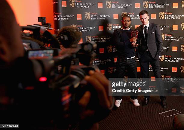 Nominee Nicholas Holt and 2009's winner Noel Clarke pose for photographs during the Orange Rising Star Award Nomination Announcement at BAFTA...