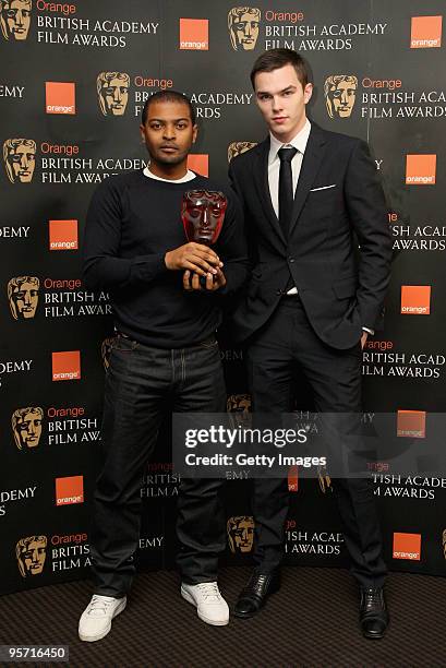 Nominee Nicholas Holt and 2009's winner Noel Clarke pose for photographs during the Orange Rising Star Award Nomination Announcement at BAFTA...