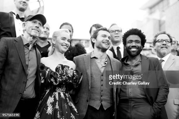 Director Ron Howard, and actors Emilia Clarke, Alden Ehrenreich, Donald Glover, and Jon Favreau attend the world premiere of Solo: A Star Wars...