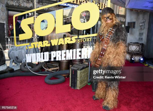 Chewbacca attends the premiere of Disney Pictures and Lucasfilm's "Solo: A Star Wars Story" at the El Capitan Theatre on May 10, 2018 in Hollywood,...
