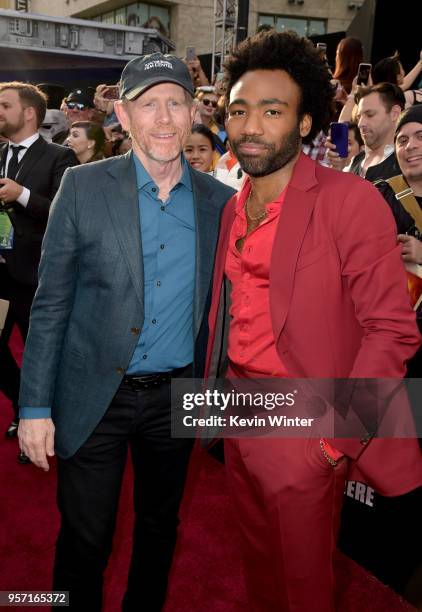 Ron Howard and Donald Glover attend the premiere of Disney Pictures and Lucasfilm's "Solo: A Star Wars Story" at the El Capitan Theatre on May 10,...