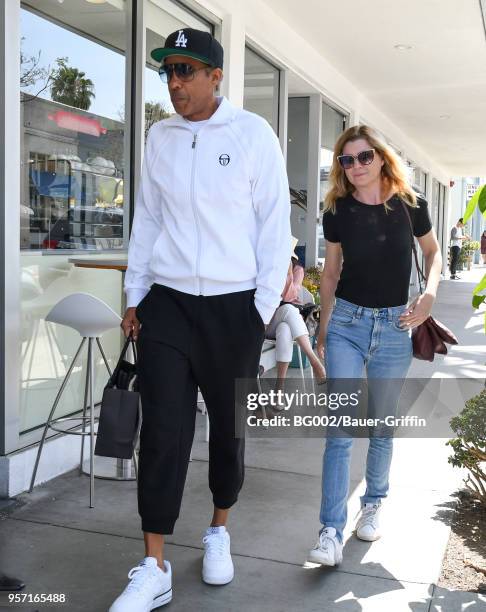 Chris Ivery and Ellen Pompeo are seen on May 10, 2018 in Los Angeles, California.