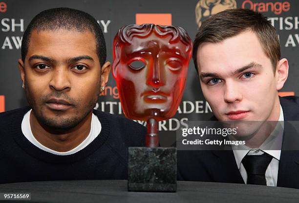 Nominee Nicholas Holt and 2009's winner Noel Clarke pose for photographs during the Orange Rising Star Award Nomination Announcement at BAFTA...