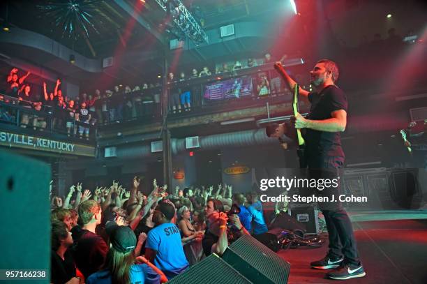 Jeff Ling of the band Parkway Drive performs at Mercury Ballroom on May 10, 2018 in Louisville, Kentucky.