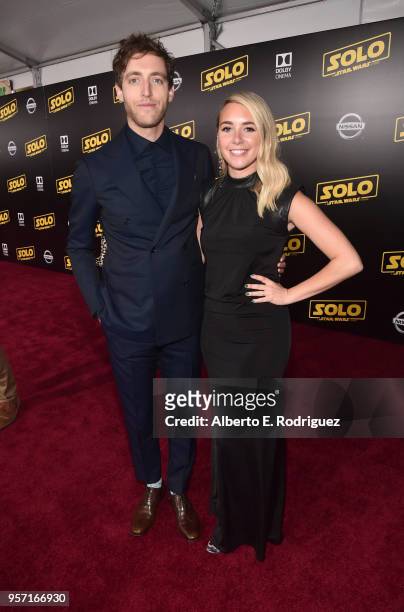 Thomas Middleditch and Mollie Gates attend the world premiere of Solo: A Star Wars Story in Hollywood on May 10, 2018.
