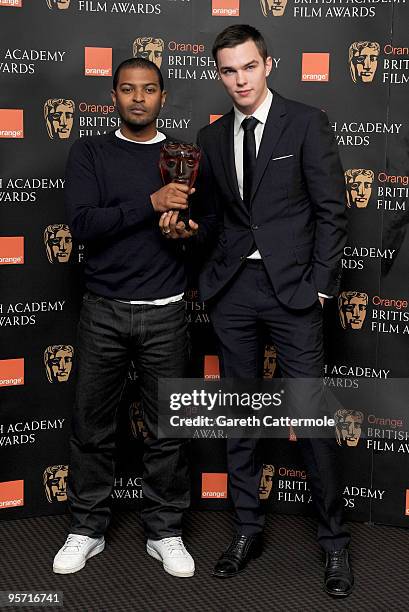 Noel Clarke and nominee Nicholas Holt pose during the BAFTA Orange Rising Star Award nomination announcement at BAFTA Headquarters on January 12,...