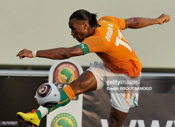 Elephant the ivory Coast football tean striker and team captain Didier Drogba controls the ball during their Africa Cup of Nations football match...