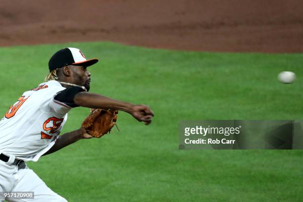 Miguel Castro of the Baltimore Orioles pitches to Kansas City Royals batter at Oriole Park at Camden Yards on May 10, 2018 in Baltimore, Maryland.