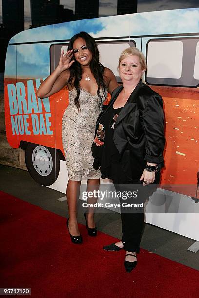 Cast Members Jessica Mauboy and Magda Szubanksi, pose during the opening night of the St George OpenAir Cinema, and Sydney premiere of Bran Nue Dae...