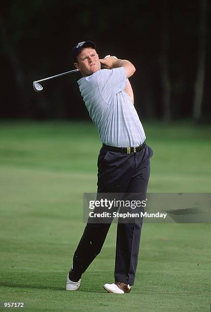 Alastair Forsyth of Scotland plays a fairway shot during the Volvo PGA Golf Championship at Wentworth Golf Course in Cambridgeshire, England. \...