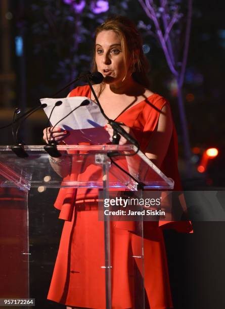 Honoree Elizabeth Belfer speaks onstage at the 2018 High Line Spring Benefit Dinner at Highline Stages on May 10, 2018 in New York City.