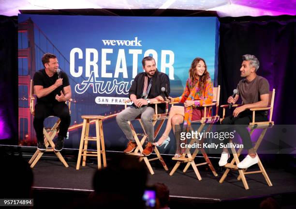Chase Jarvis, Kevin Rose, Kelly Wearstler and Tan France participate in the WeWork San Francisco Creator Awards Master Class at Palace of Fine Arts...