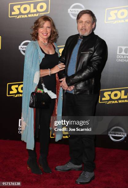 Marilou York and Mark Hamill attend the premiere of Disney Pictures and Lucasfilm's "Solo: A Star Wars Story" at the El Capitan Theatre on May 10,...