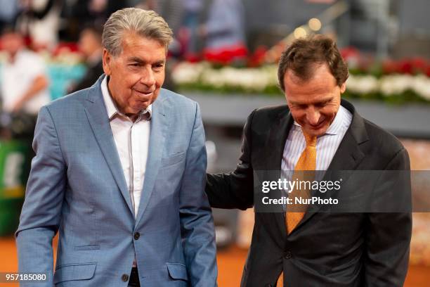 Manolo Santana and Emilio Butragueno during Mutua Madrid Open 2018 at Caja Magica in Madrid, Spain. May 10, 2018.