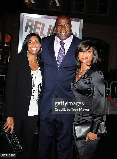 Earvin "Magic" Johnson , Cookie Johnson and Taraji P. Henson attend the "The Book Of Eli" Los Angeles Premiere at Grauman's Chinese Theatre on...