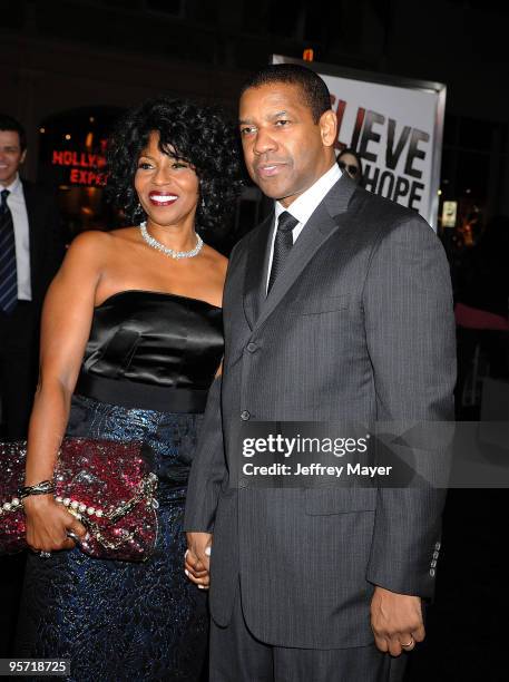 Actor Denzel Washington and Pauletta Washington attend the "The Book Of Eli" Los Angeles Premiere at Grauman's Chinese Theatre on January 11, 2010 in...