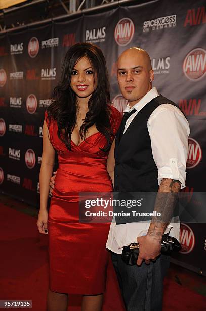 Yuri Zan and Sergio Rodriguez arrives at the 2010 AVN Awards at the Pearl at The Palms Casino Resort on January 9, 2010 in Las Vegas, Nevada.