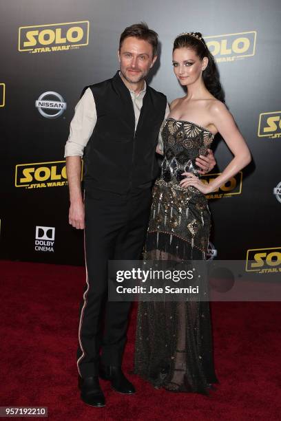 Chris Hardwick and Lydia Hearst attend the Premiere of Disney Pictures and Lucasfilm's "Solo: A Star Wars Story" on May 10, 2018 in Los Angeles,...