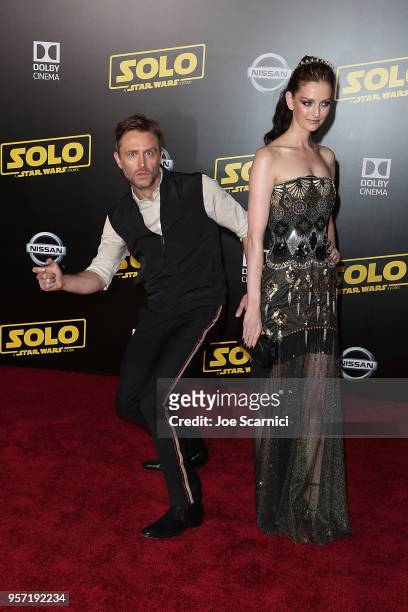 Chris Hardwick and Lydia Hearst attend the Premiere of Disney Pictures and Lucasfilm's "Solo: A Star Wars Story" on May 10, 2018 in Los Angeles,...