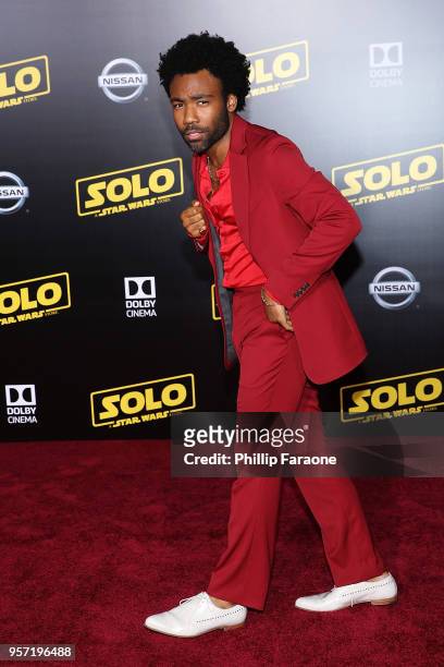 Donald Glover attends the premiere of Disney Pictures and Lucasfilm's "Solo: A Star Wars Story" on May 10, 2018 in Hollywood, California.