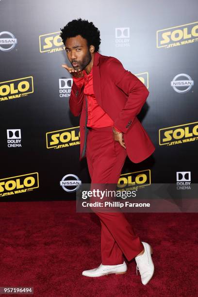 Donald Glover attends the premiere of Disney Pictures and Lucasfilm's "Solo: A Star Wars Story" on May 10, 2018 in Hollywood, California.