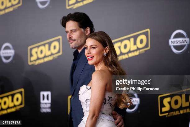 Joe Manganiello and Sofia Vergara attend the premiere of Disney Pictures and Lucasfilm's "Solo: A Star Wars Story" on May 10, 2018 in Hollywood,...