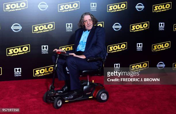 Actor Peter Mayhew, who played the original Chewbacca, arrives for the premiere of the film 'Solo: A Star Wars Story' in Hollywood, California on May...