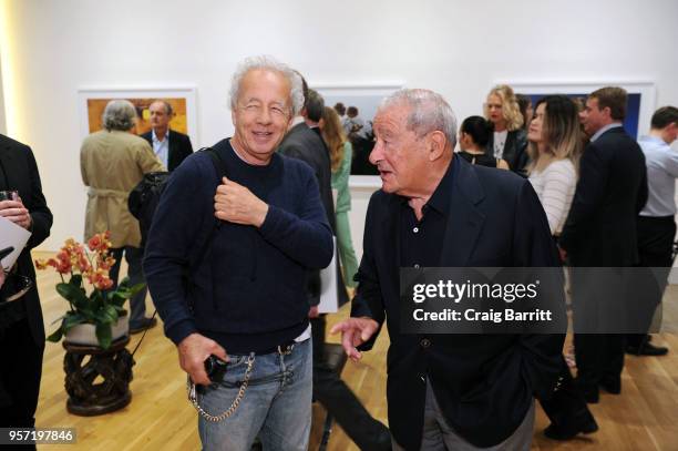 Gilles Bensimon and Bob Arum attend the Gilles Bensimon opening reception of 'Gris-Gris' Exhibition presented by Gobbi Fine Art on May 10, 2018 in...