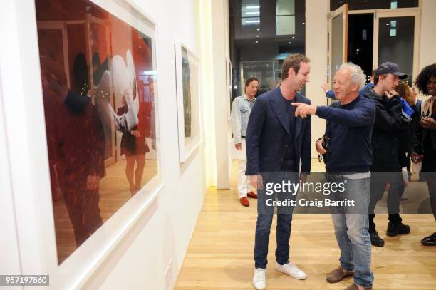 Charles Riva and Gilles Bensimon attend the Gilles Bensimon opening reception of 'Gris-Gris' Exhibition presented by Gobbi Fine Art on May 10, 2018...