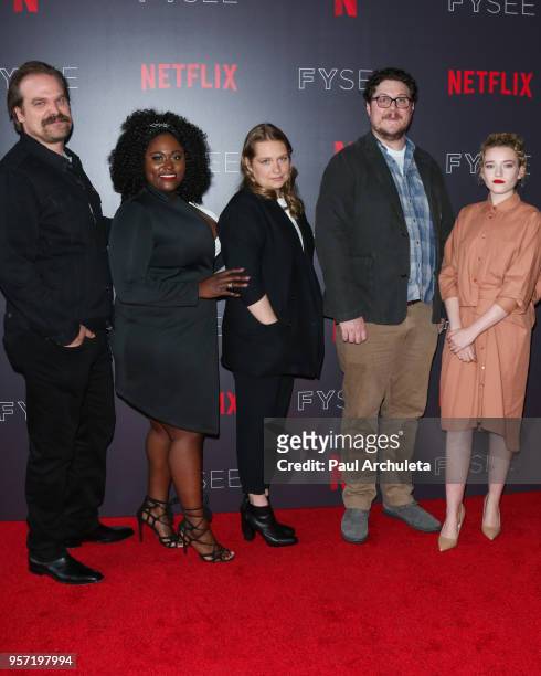 Actors David Harbour, Danielle Brooks, Merritt Wever, Cameron Britton and Julia Garner attend the Netflix #FYSee "Scene Stealers" at Netflix FYSee...