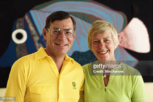 Bill and Sally Searle in Cotton Bay, on Eleuthera Island in the Bahamas, 1982. Bill's family ran the G.D. Searle Pharmaceutical Company until 1985.