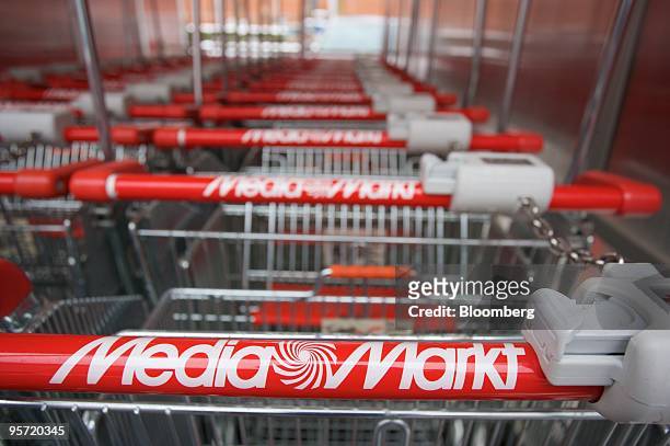 Grocery carts are seen at a Metro AG-owned MediaMarkt store in Duesseldorf, Germany, on Tuesday, Jan. 12, 2010. Metro AG, Germany's largest retailer,...