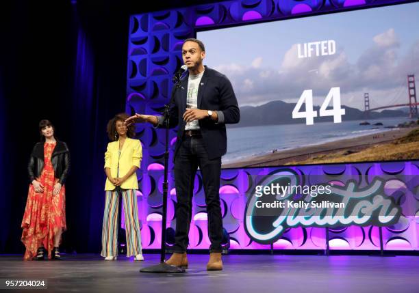 Andrew Hill pitches at the WeWork San Francisco Creator Awards at Palace of Fine Arts on May 10, 2018 in San Francisco, California.