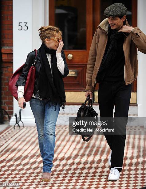 Kylie Minogue and Andres Velencoso sighted leaving her home and heading out to lunch together on January 12, 2010 in London, England.