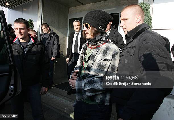 Johnny Depp sighted arriving in Belgrade to attend the Film Festival on January 12, 2010 in Belgrade, Serbia.