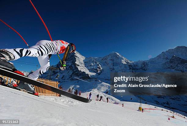 Stephan Keppler of Germany in action during the Audi FIS Alpine Ski World Cup Men's 1st Downhill training on January 12, 2010 in Wengen, Switzerland.