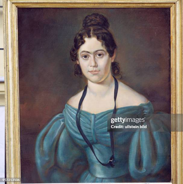 Ein Bildnis um 1835 von Jenny von Westphalen, der späteren Ehefrau des Sozialisten Karl Marx, im Jenny-Marx-Haus in Salzwedel, ihrem Geburtsortm...